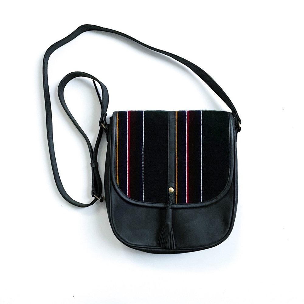 The White Yak Gray Leather Aztec Crossbody